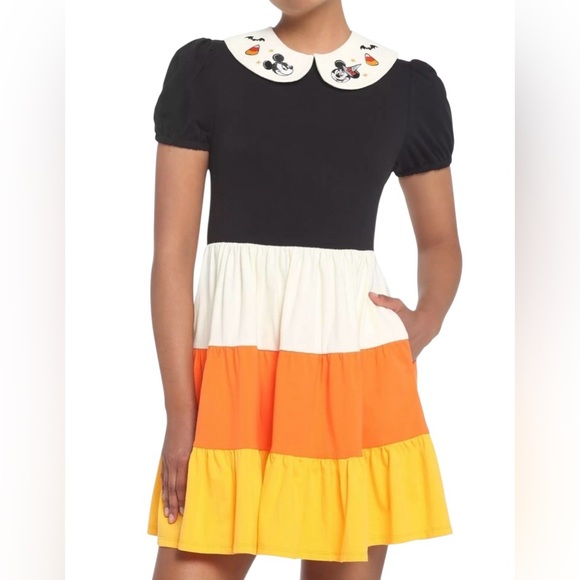 Disney Dresses & Skirts - Her Universe Disney Halloween Candy Corn Collared Dress Size 3